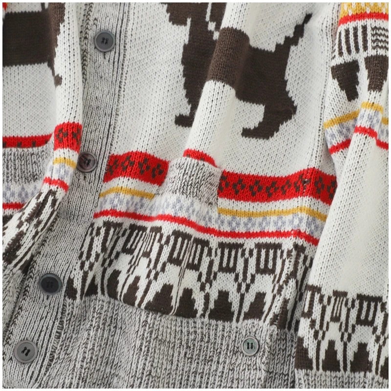 Y2K Одежда Женский Рождественский Свитер Кардиган Осень Зима Собака Жаккардовый