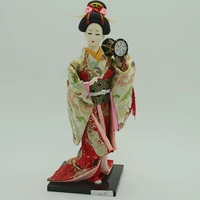 cartoon kawaii japanese geisha doll kimono fan drum art show crafts ornament figurines cherry blossom culture wedding home decor