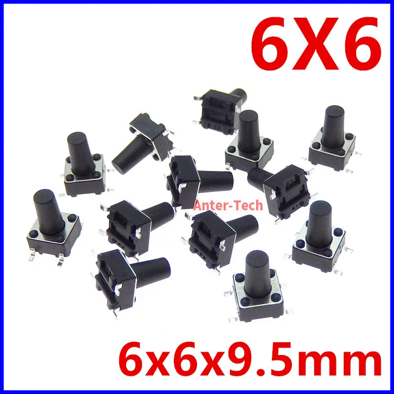 

50 шт. SMT 6*6*9,5 6X6X9.5 6X6X9.5mm 4-контактный патч-переключатель Микро-кнопочный переключатель сброс коммутатор PCB SMD