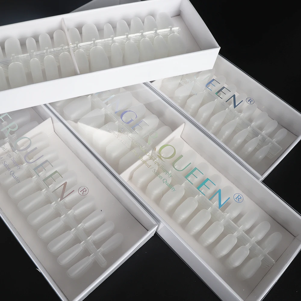 

300Pcs/Box 15Size double-sided frosted short Short Almond Transparent Fake Nails Professional Manicure Accessories