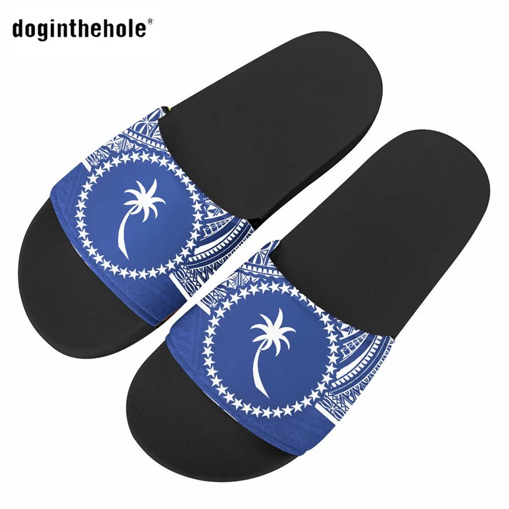

Doginthehole Blue Chuuk Polyneisan Tribal Print Women Slipper Designer Beach Sandals for Girl 2021 Shoes Slipper for Ladies