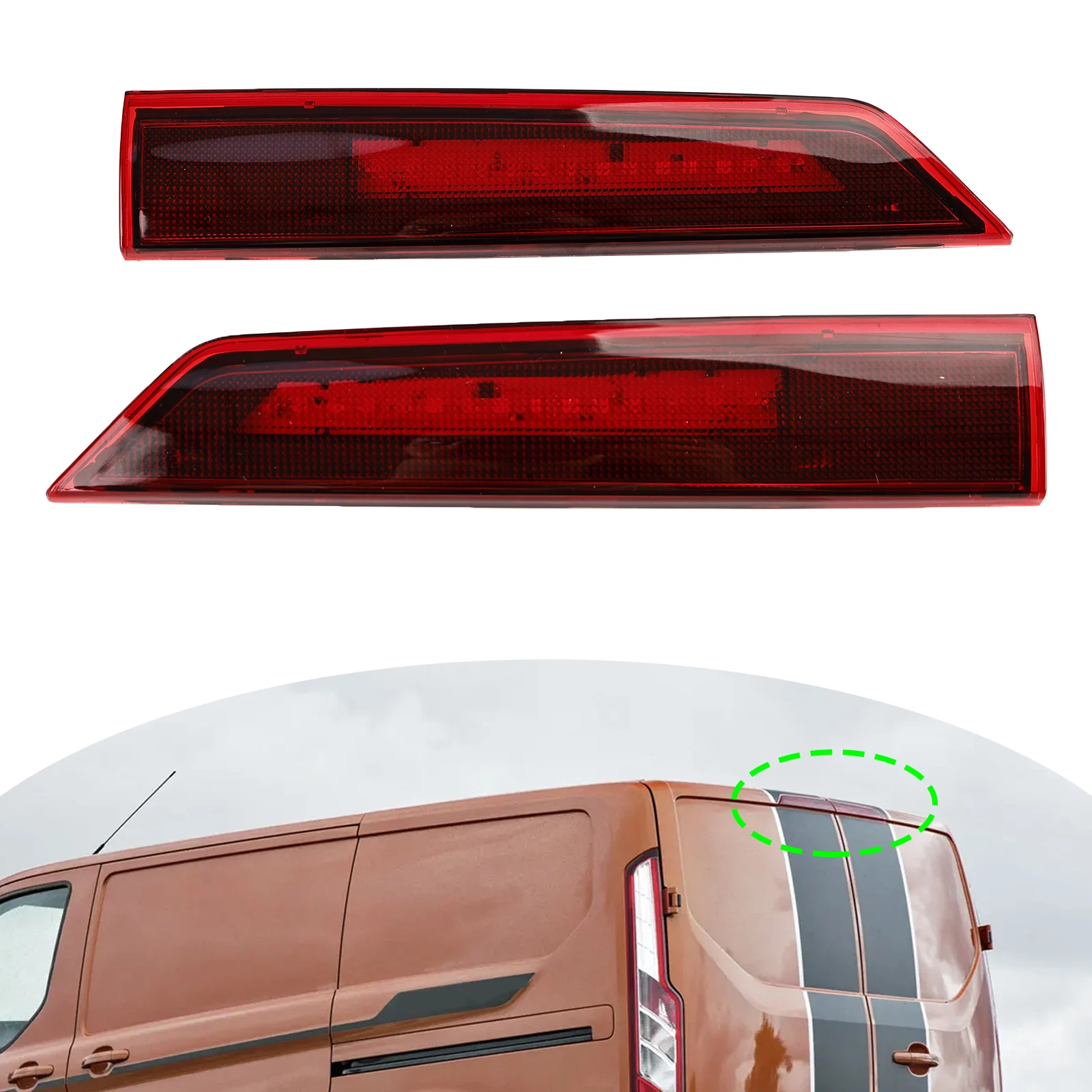 

Areyourshop 2x High Level 3rd LED Rear Brake Light For Ford Transit Tourneo Custom Barn Door