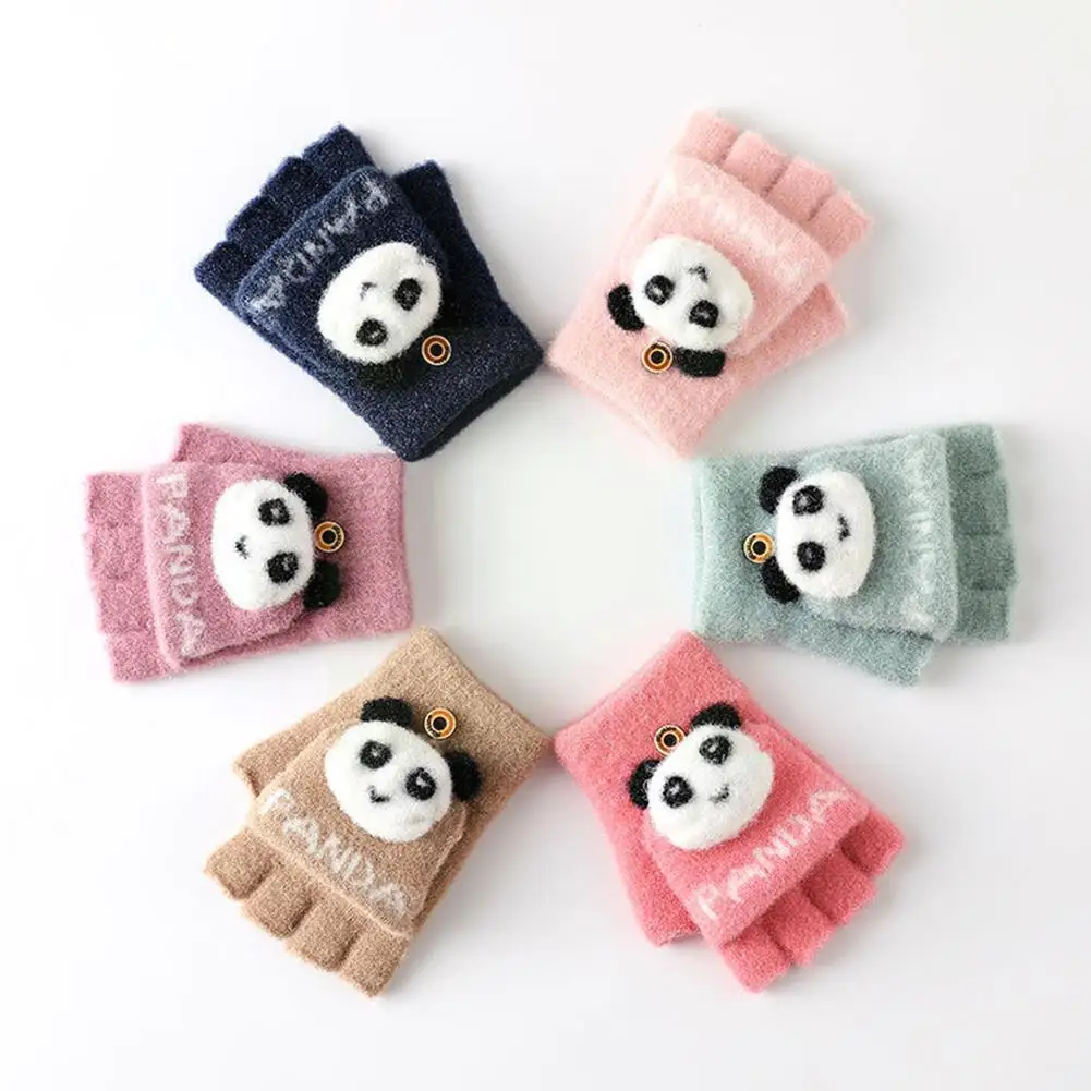 

Winter Warm Children Gloves Outdoor Thick Cartoon Pattern Warm Mittens Thicken Gloves Christmas Gifts For Kid Half-finger G K8N6