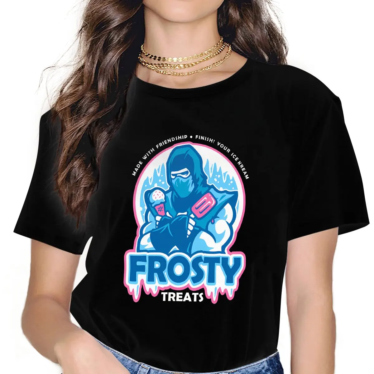 

Frosty Treats женские футболки Mortal Kombat MK Midway Game Grunge винтажная Женская одежда с большим графическим коротким рукавом