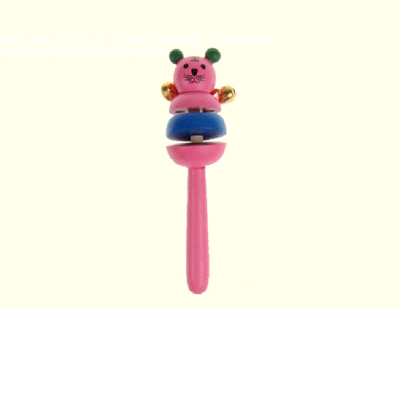 1Pc Colorful Animal Infant Baby Rattle Kids Handbells Musical Developmental Educational Wooden Funny Gamdes Toys Bed Bells