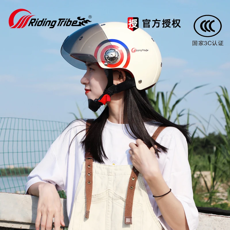 Women Motorcycle Helmet Fashion Cute Cartoon Half Open Face Mask for Motorbike Riding Scooter Commute Safety Wears A002
