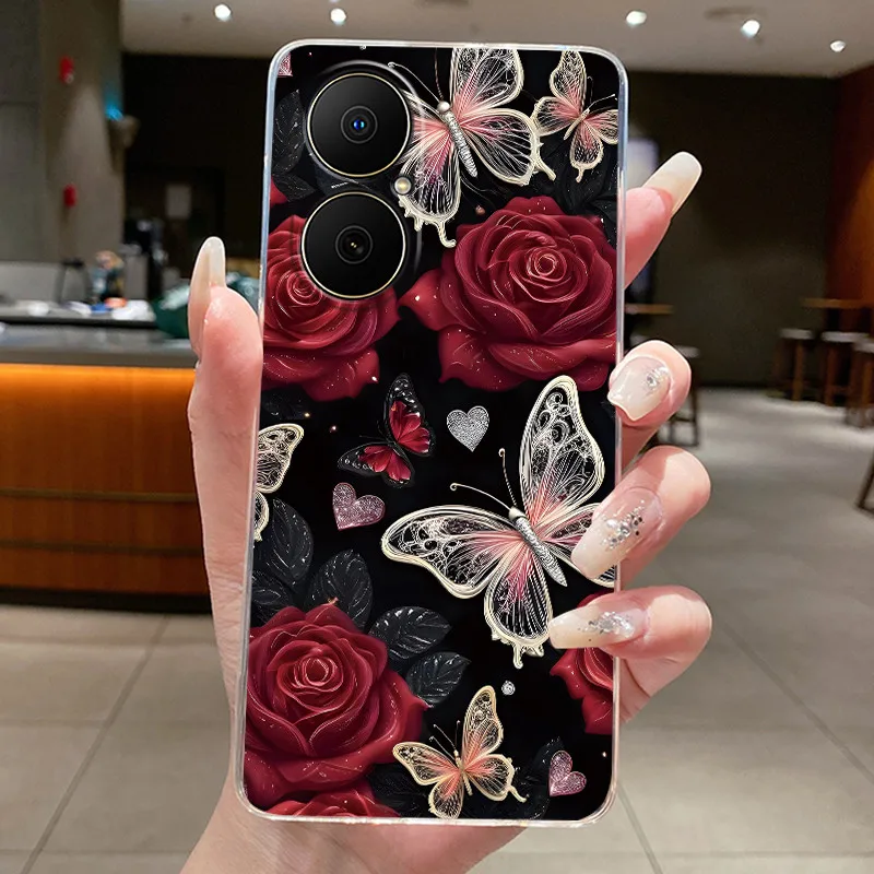 Чехол для Huawei Nova Y73, новый дизайн, роскошный модный чехол с бабочками и цветами для Huawei NovaY73 Nova Y 73, прозрачный мягкий чехол для телефона (art.: 3920da16c0eb4) - 3920da16c0eb4