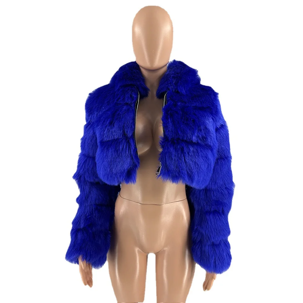 short hooded fur jacket Winter Clothes High Quality Faux Fox Fur Coat Women Vintage Cap Mink Short Hooded Jackets Furry Coat Top