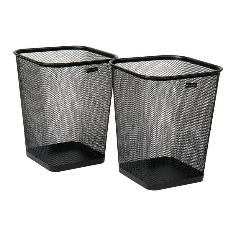 

Collection, Waste Paper Basket, 5 Gallon Capacity, Reinforced Solid Rim and Base, Metal Mesh, Set of 2, Black Butter holder Butt