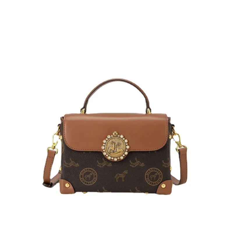 Luxury Brand Retro Contrast Color Box Bag Women's Bag 2023 New Advanced Portable Shoulder Messenger Bag Gg Cc Sac