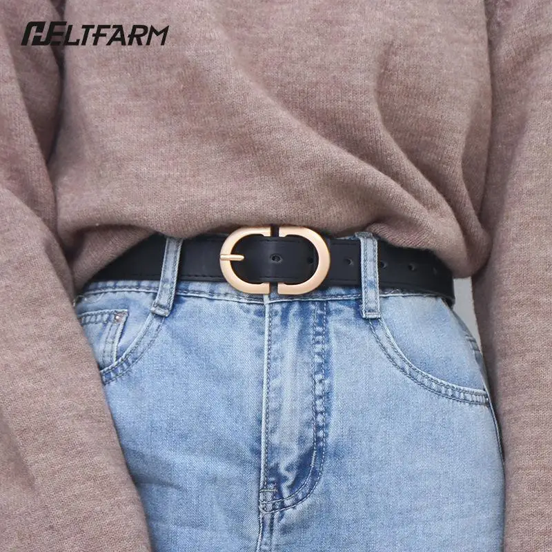 

Female Fashion Belt Simple Metal Buckle Belt For Women Black Suit Jeans Clothing Accessories