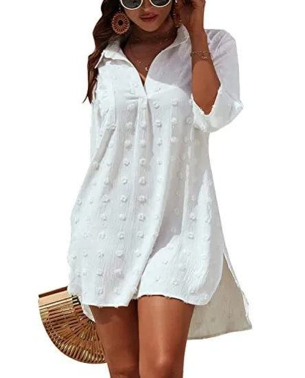

Fashion Half Sleeve Tees Woman Blouses Shirt 2022 Spring/Summer Elegant Ladies Chiffon Jacquard Big Ball Loose Casual Sheer Top