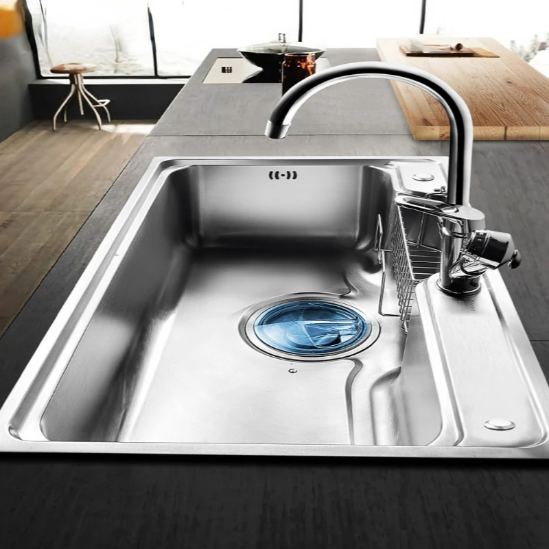 

Кухонная раковина с одним резервуаром и двойным резервуаром, раковина из нержавеющей стали 304, раковина для овощей, утолщенная большая рако...
