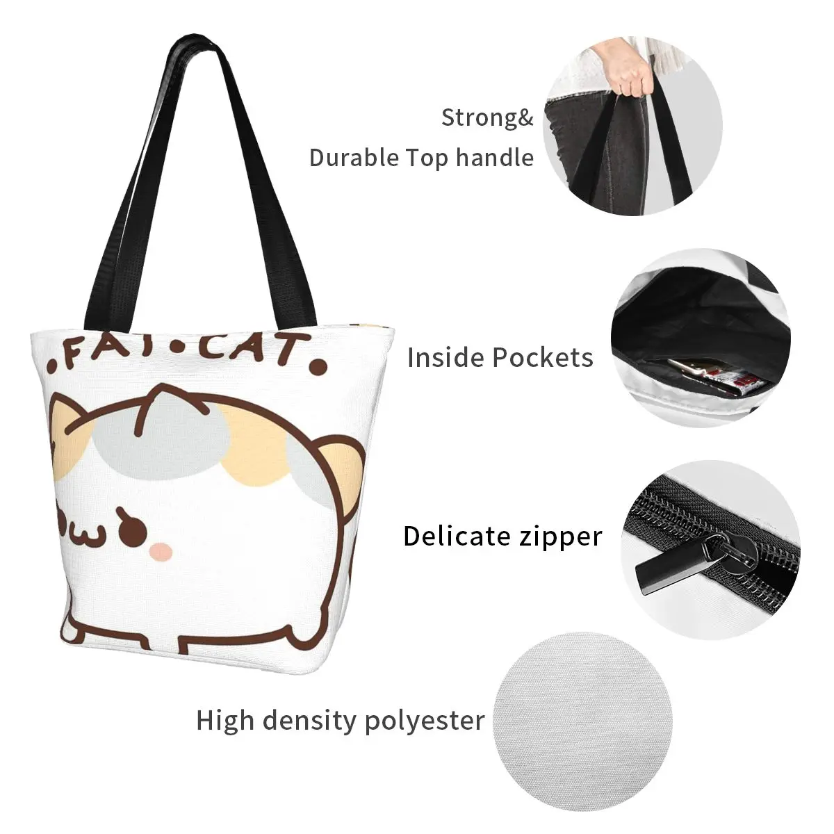 Повседневная Сумка-тоут через плечо Fat Cat сумка для покупок портативный простой