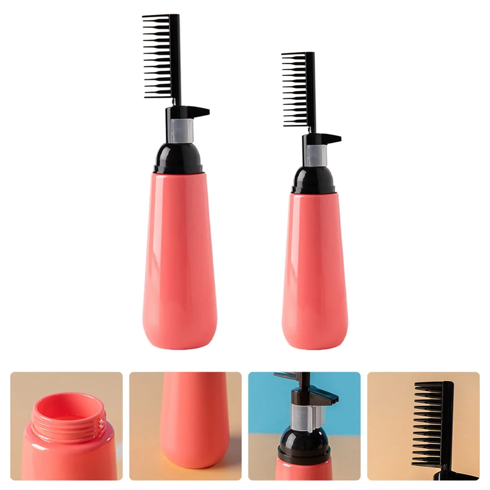 

2pcs Hair Coloring Bottle Plastic Hair Dye Comb Refillable Squeeze Bottle
