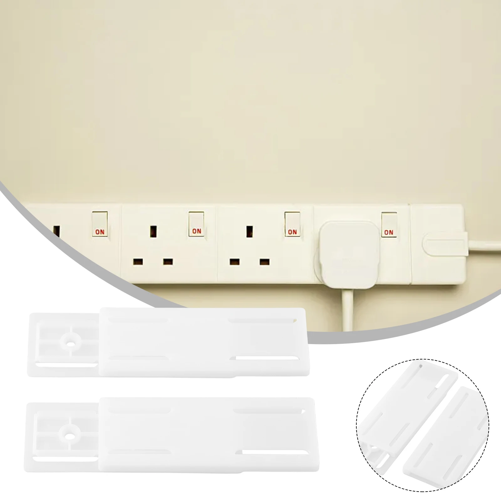 

2pcs Wall-Mounted Holder Punch-Free Plug Fixer Self Adhesive Socket Fixer Seamless Power Strip Holder Home Cable Wire Organizer