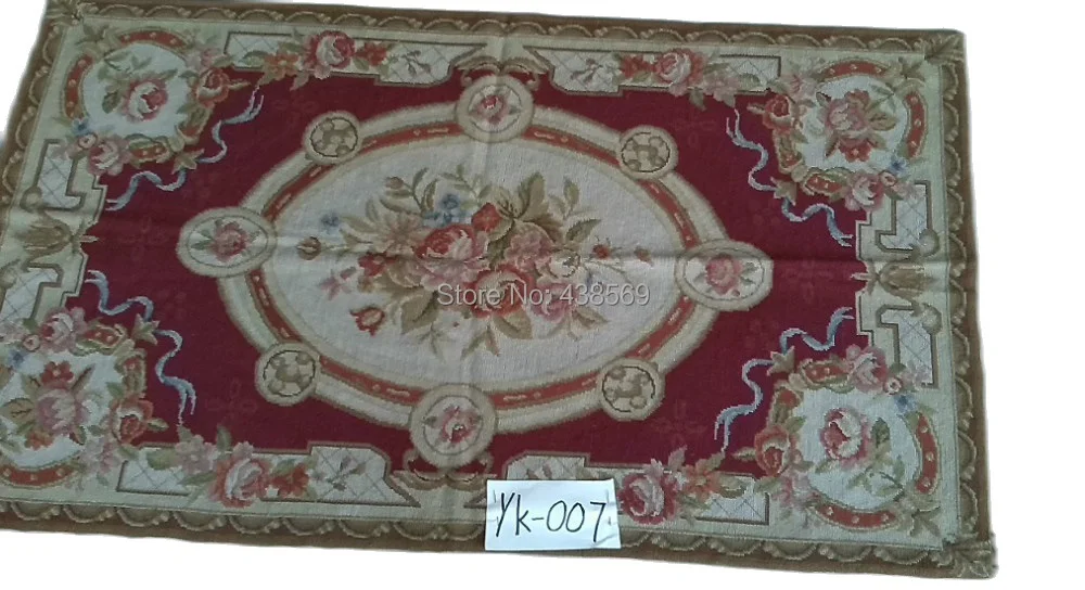 

Free shipping 10K 3'x5' small carpets rugs needlepoint woolen rugs RED floral design
