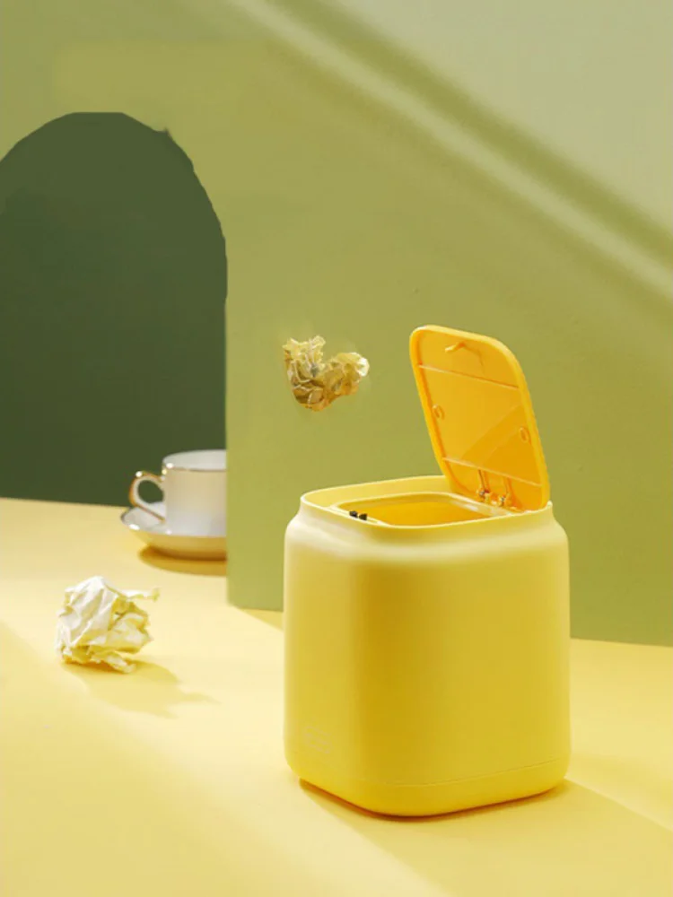 

Desktop Trash Can Press Flip Paper Basket Mini Dustbins Sundries Barrel Box Waste Bins Office Table Nordic Plastic Trash Can