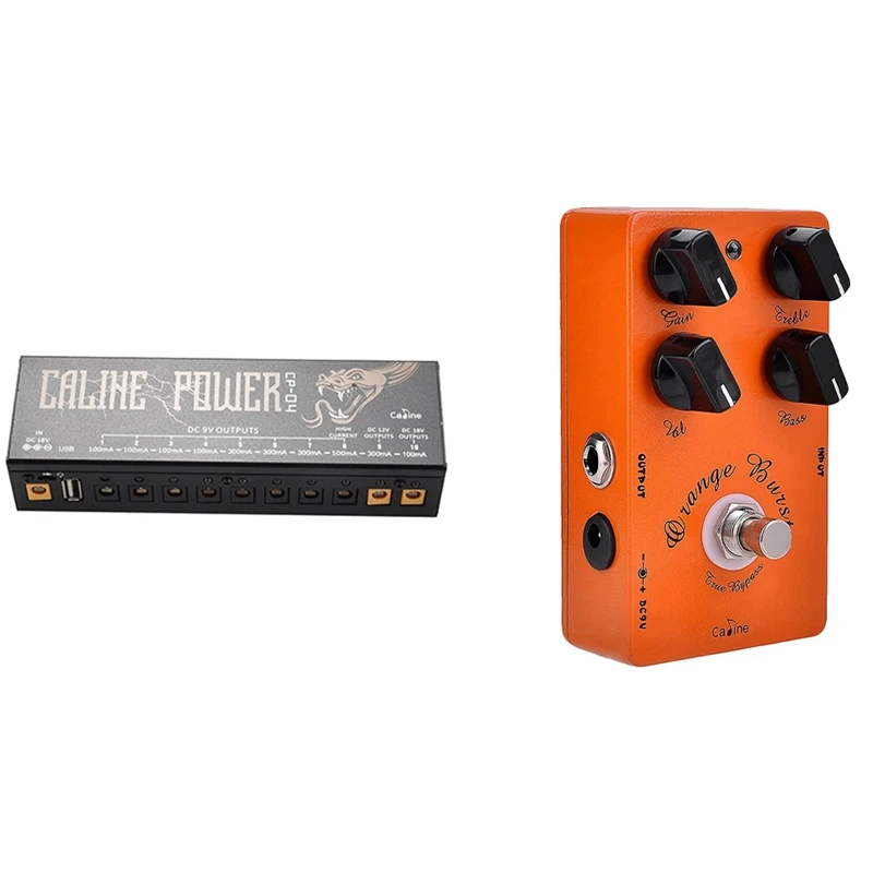

Caline Cp-04 Guitar Pedal Power Supply 10 Isolated Output Power,Eu Plug With CP-18 Guitar Effect Pedal Orange
