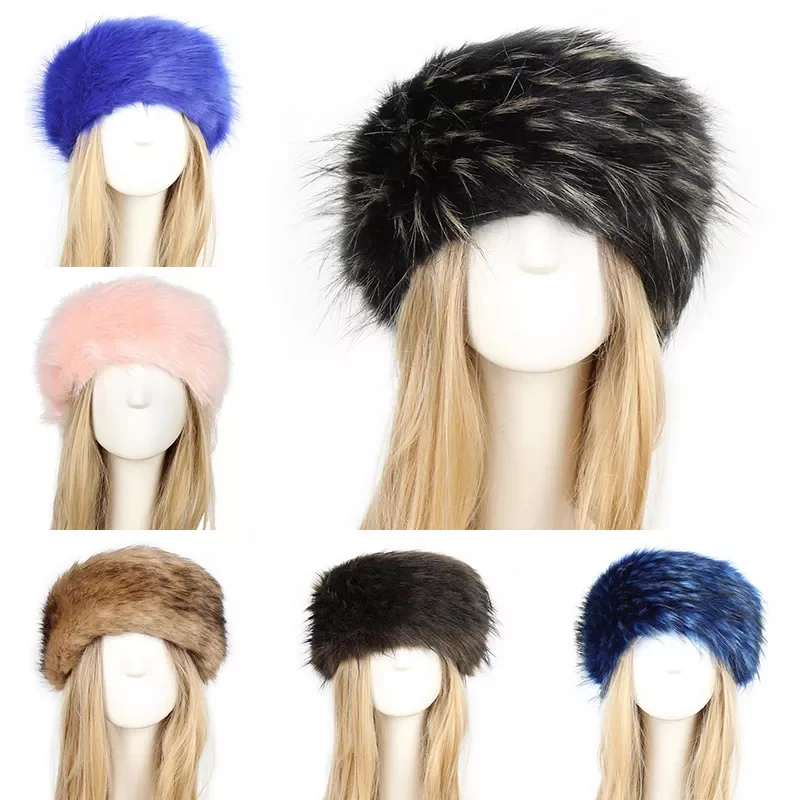 Hat For Women Men Natural Thicken Fluffy Fur Hat Russian Winter Thick Warm Ears Faux Fur Cap Earwarmer Bomber Hat