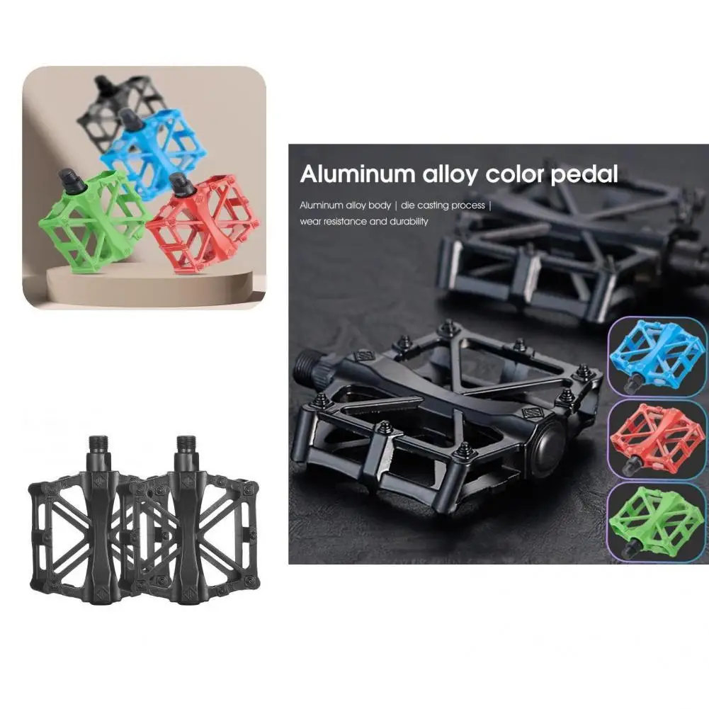 

4 Colors 1 Pair Accessories Simple Installation Platform Pedal Aluminum Alloy Bicycle Pedal Hollow Out for Outdoor
