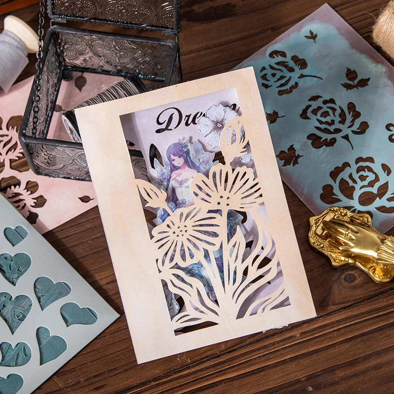 

10 листов винтажный цветочный узор полый резьбовой материал бумага любовь мечта цветок открытка школа Скрапбукинг базовые принадлежности ...