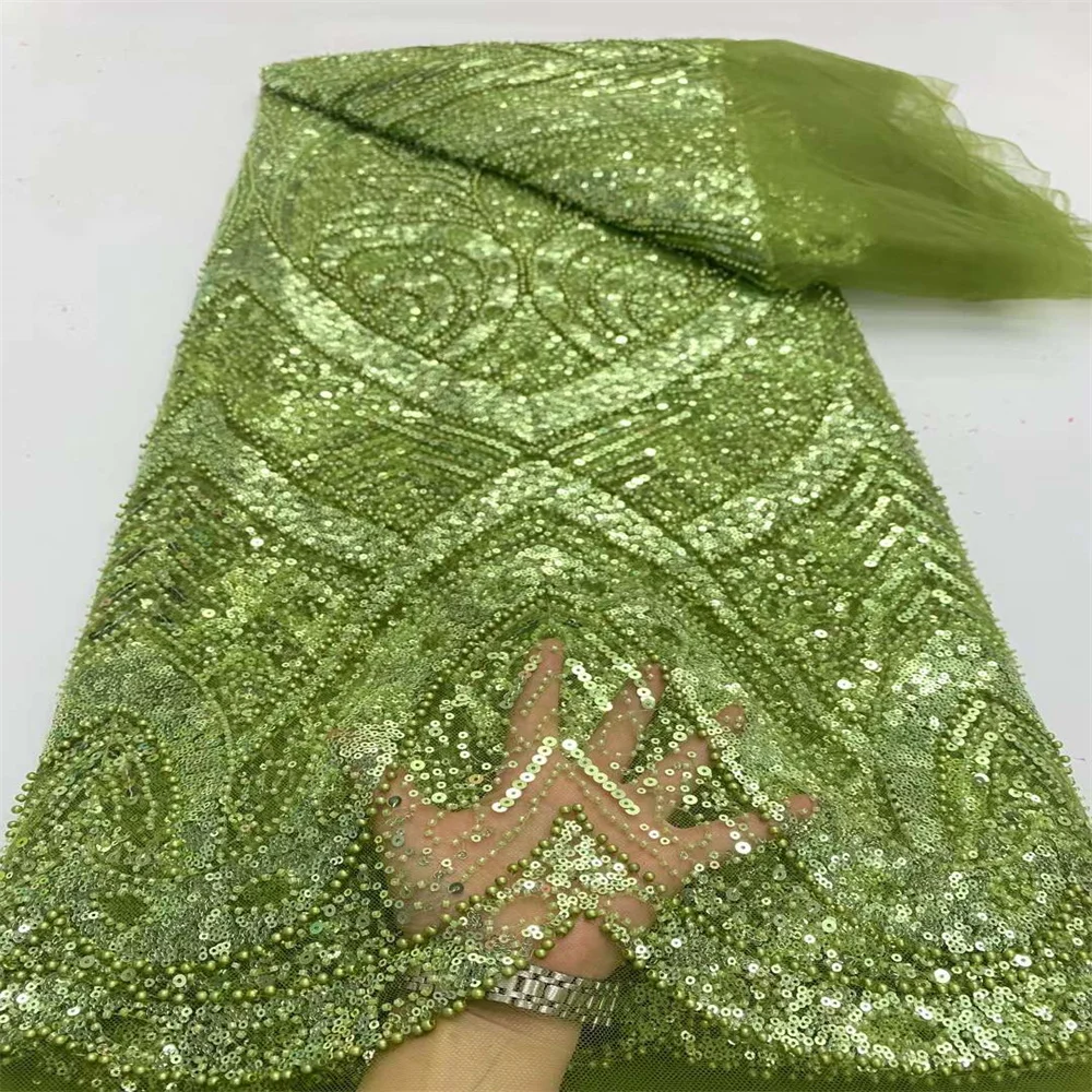 Роскошные бусины кружево в африканском стиле 2024 высокое качество 5 ярдов ткань с