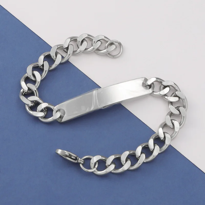 10Pcs/Lot Stainless Steel Cuban Chain Bracelet Adjustable Woman Man Bracelets DIY Jewelry Gift