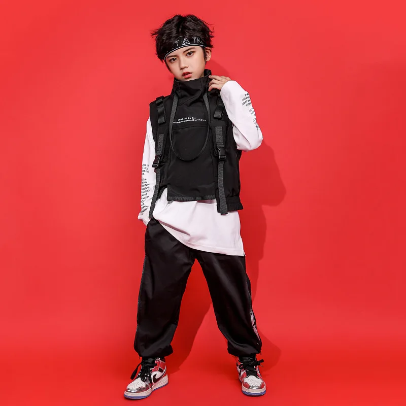 

Новинка, детский рюкзак в стиле K-POP, Свободный Топ, жилет, штаны для бега, для мальчиков и девочек, подростковая одежда для джазовых танцев и с...