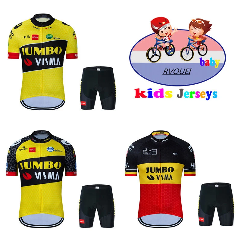 JUMBO VISMA Kids Cycling Jersey Set Shorts Summer Balance Breathable Quick Dry Children Cycling Clothing Boys Girls Bicycle Wear