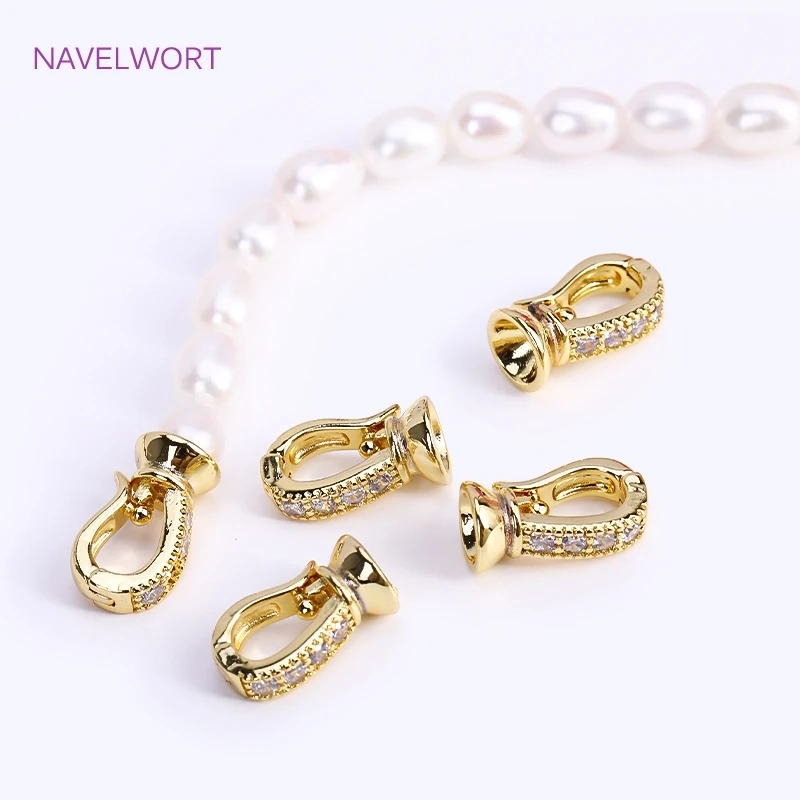 Латунные застежки для браслетов NAVELWORT 18K позолоченные с цирконием и жемчугом 4