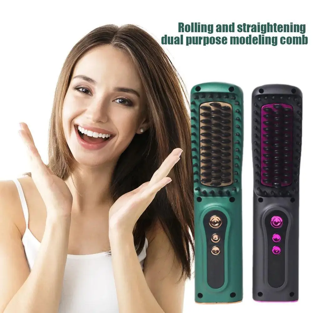 

Беспроводной Профессиональный Выпрямитель для волос с USB, плойка, расческа, инструменты, щетка, выпрямление, завивка, ионизатор для девушек, быстрый нагрев, Стайлинг Neg J5Y0
