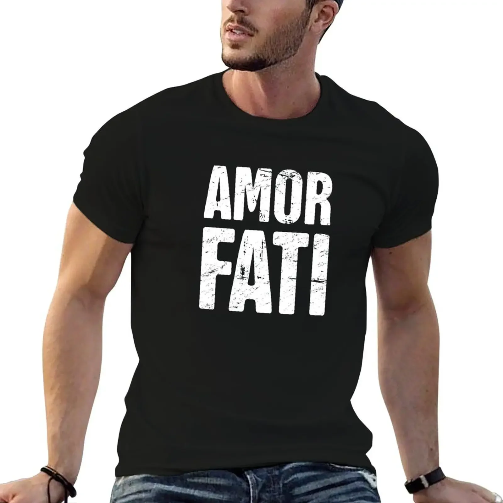 Футболка Amor Fati Stoicism хлопковые мужские футболки с фигурками аниме милые топы
