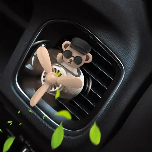 

Car Vent Clip Diffuser Little Bear Pilot Car Perfume Air Freshener Brown Bear Air Fresheners Cute Auto Air Outlet Fan Freshener