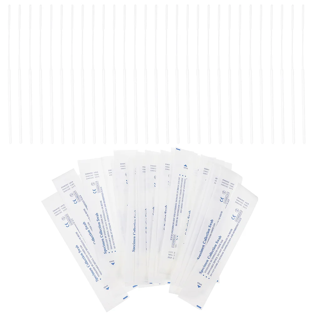 200pcs One-time Nasal Swabs Specimen Collection Swabs Sampling Sticks Nasopharyngeal Sample Sticks for Clinic Center