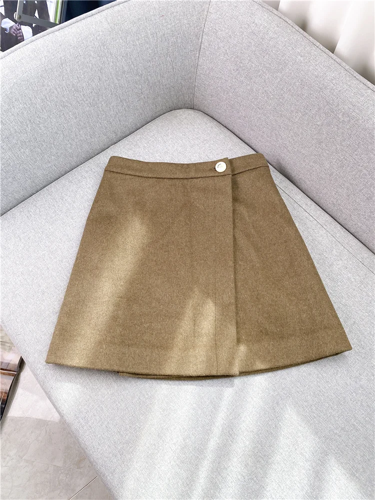 

Wool Tweed French Retro A-line Skirt 2023 Autumn and Winter New Commuter Waist Fashion Skirt Women High Quality Freight Free