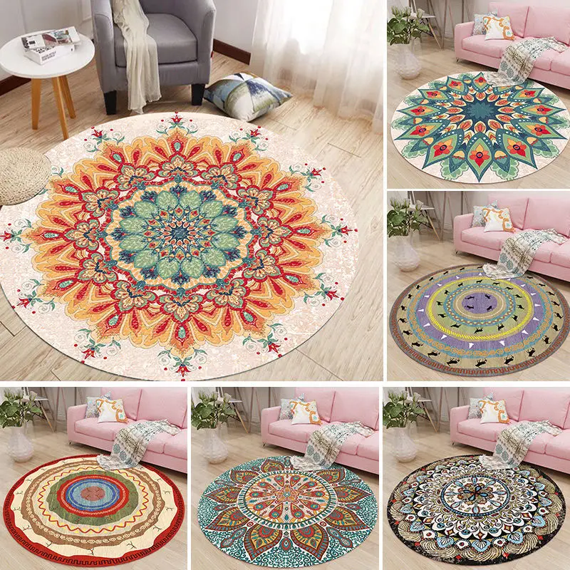 

Floor Mat Home Living Room Bedroom Anti-slip Door Mat Yoga Mat Carpet Round Carpet