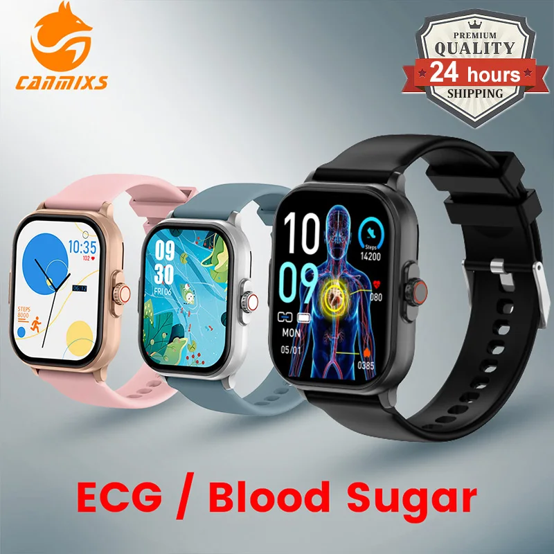 

CanMixs New Smart Watch Men ECG Heart Rate Blood Glucose Monitor Bluetooth call Waterproof Health Tracker Sport smartwatch Men