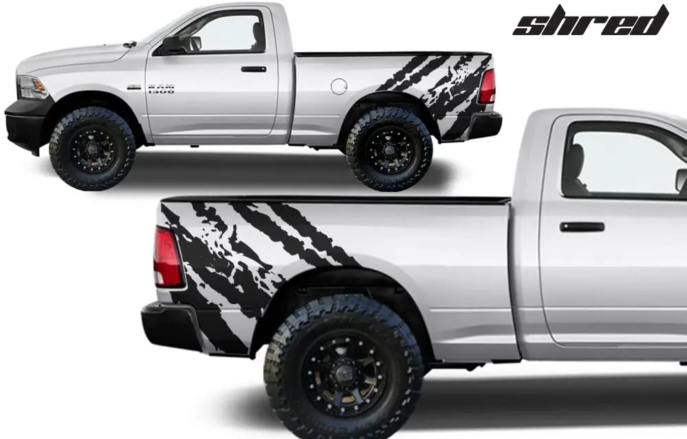 

Factory Crafts Shred Rear Quarter Panel Graphics Kit 3M Vinyl Decal Wrap Compatible with Dodge Ram 2009-2018 - Matte Black