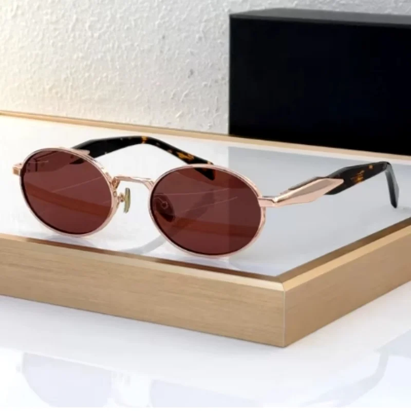 Маленькие овальные металлические солнцезащитные очки женские 65z новые люксовые