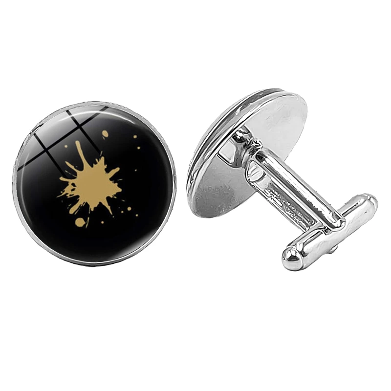 

New Jewelry Cufflinks Abstract Figure Creative Time Glass Convex Round Men's Cufflinks Gift High-grade French Shirt Sleeves
