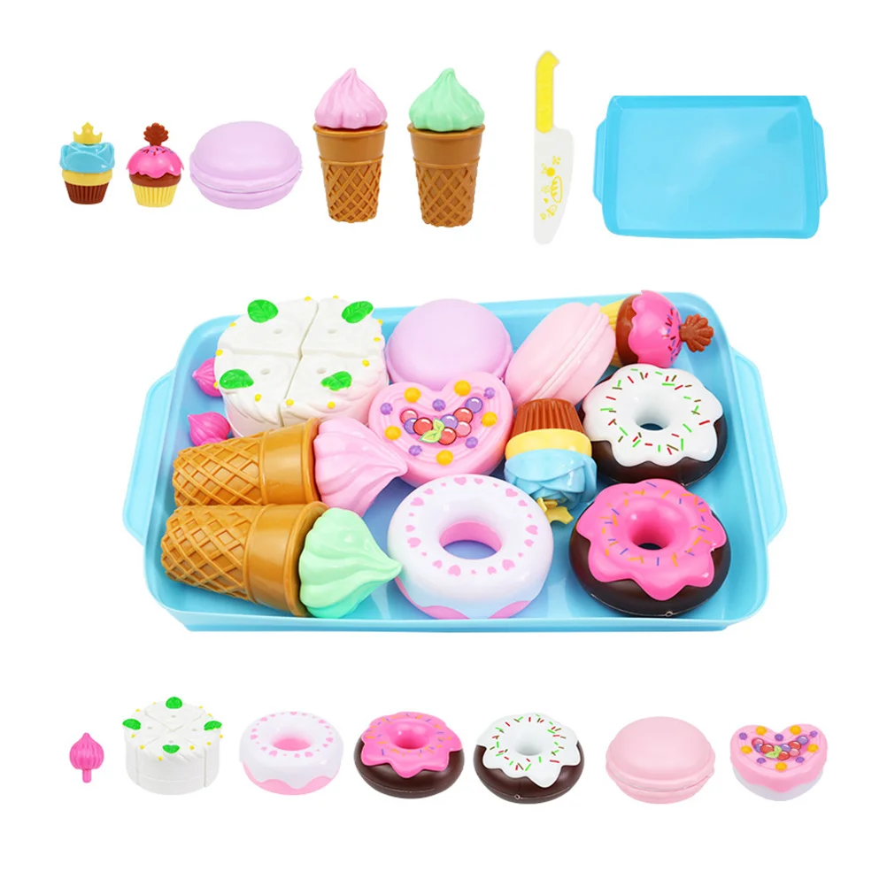 

Set Play Toy Toystea Pretend Girls Kids Desserts Little Fake Party Ice Cutting Cream Cupcake Donuts