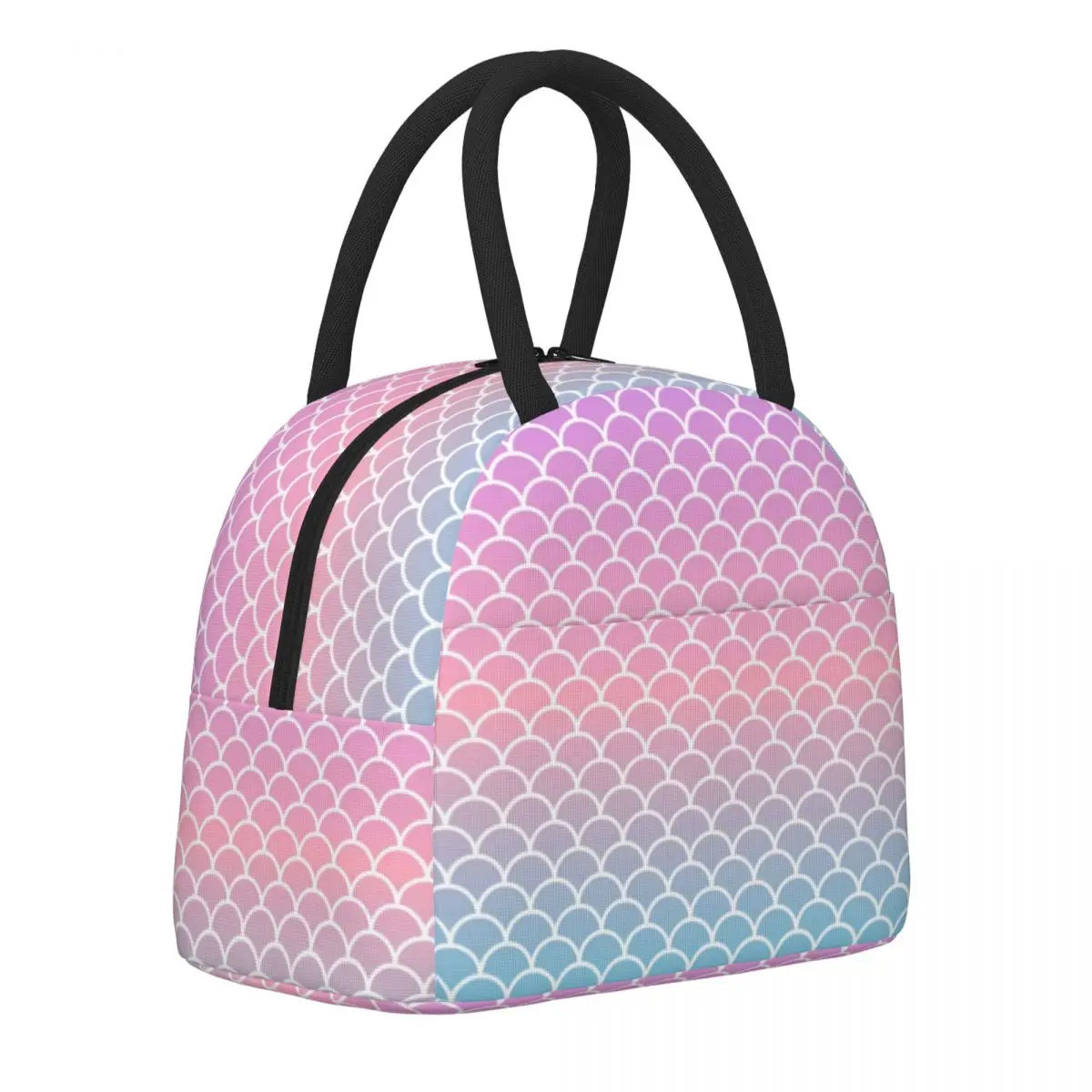 

Ombre Mermaid Scales Lunch Bag Blue Purple Portable Insulated Lunch Box Office Print Cooler Bag Waterproof Thermal Lunch Bags