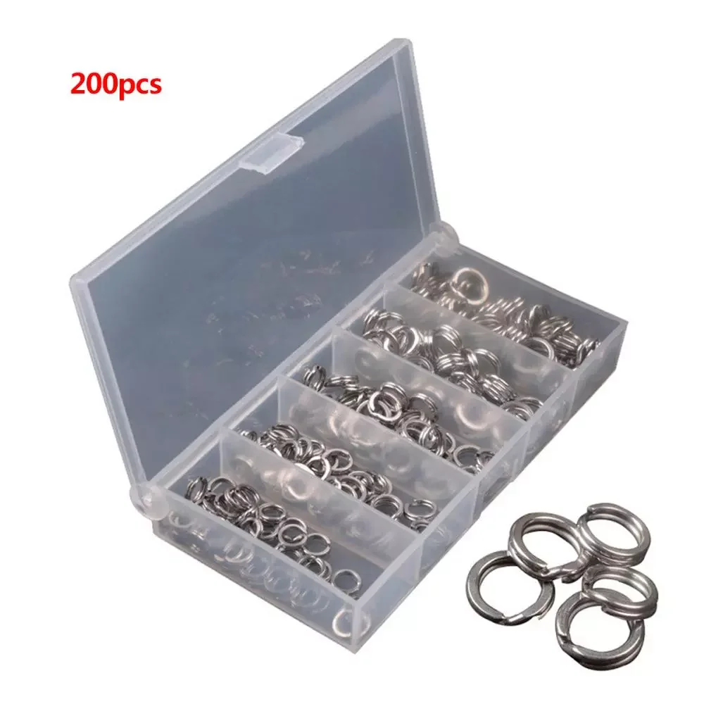 

Pcs/box Stainless Steel Split O-Ring Heavy Fish Box Double Ring Connector Fishing Accessories Bait