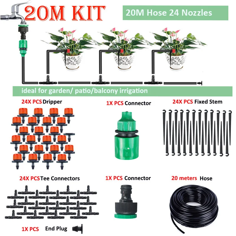 

5M-50M Drip Irrigation System DIY Automatic Watering Micro Drip Garden Hose Sets with Adjustable Drippers