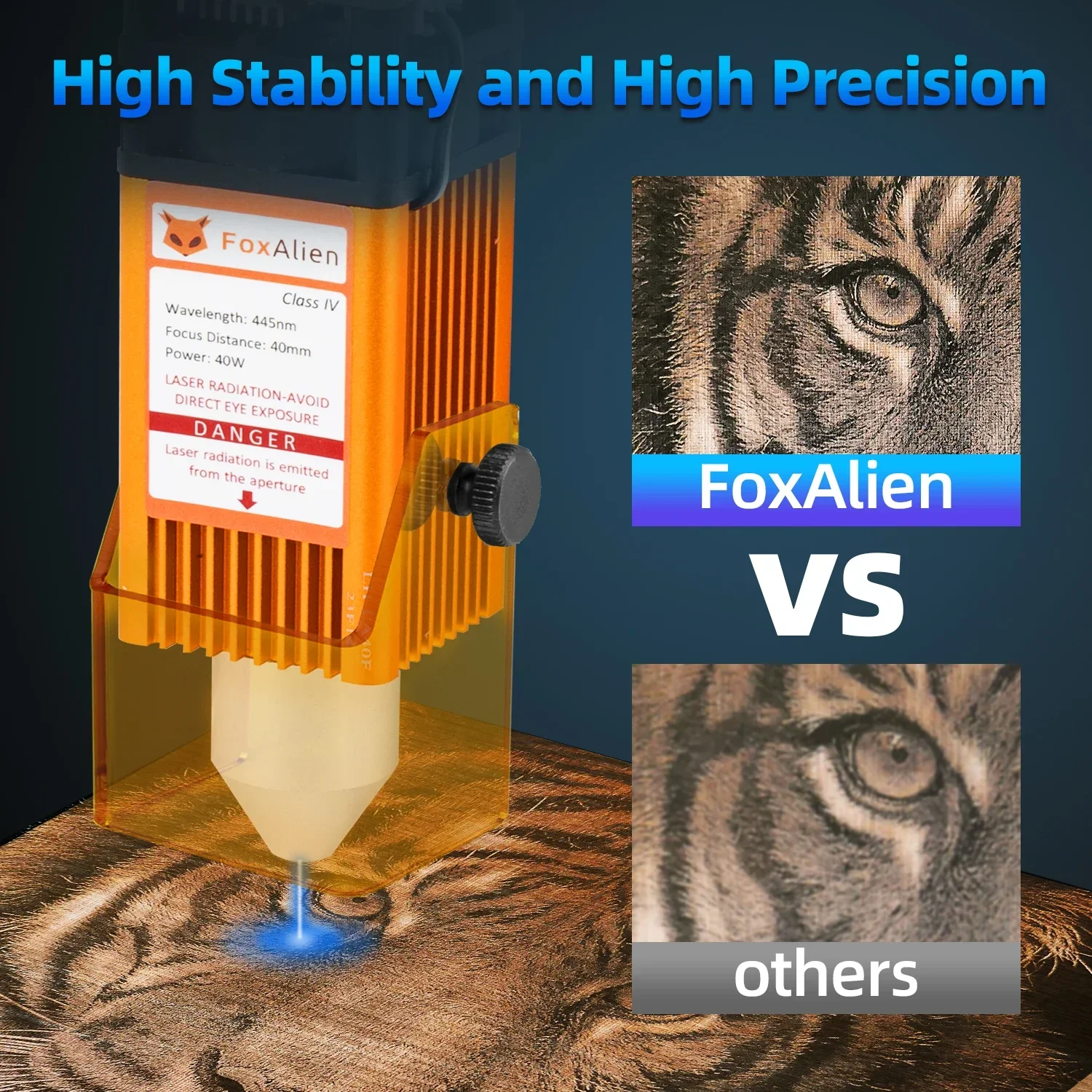 Гравер FoxAlien с ЧПУ модуль 40 Вт синяя головка фиксированным фокусом для