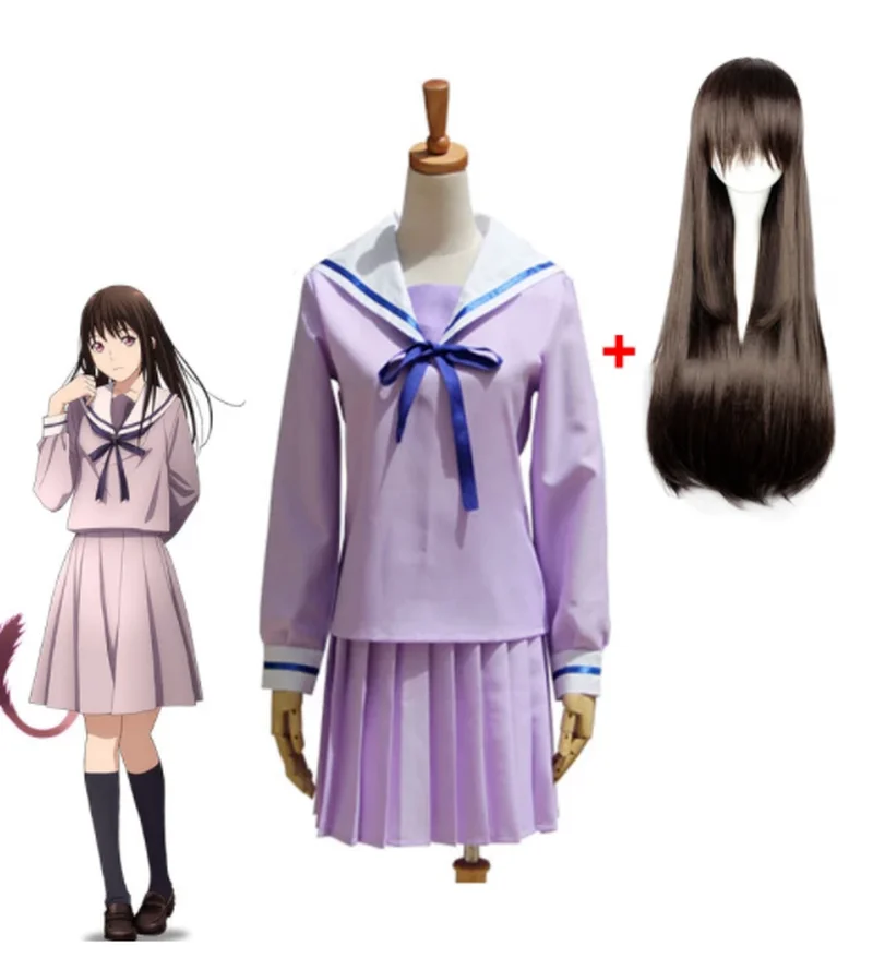 

Hot Anime Noragami Yukine Iki Hiyori School Uniform Sailor Costume Cosplay Costumes Sailor Cosplay Dress Wig Free Shipping!