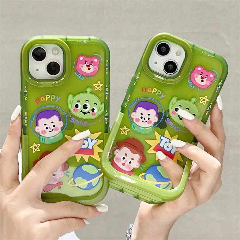 

Q Version Cartoon Toy Invisible Support Phone Case Cover for IPhone 11 12 13 Pro Shockproof Case for IPhone 13 Cases
