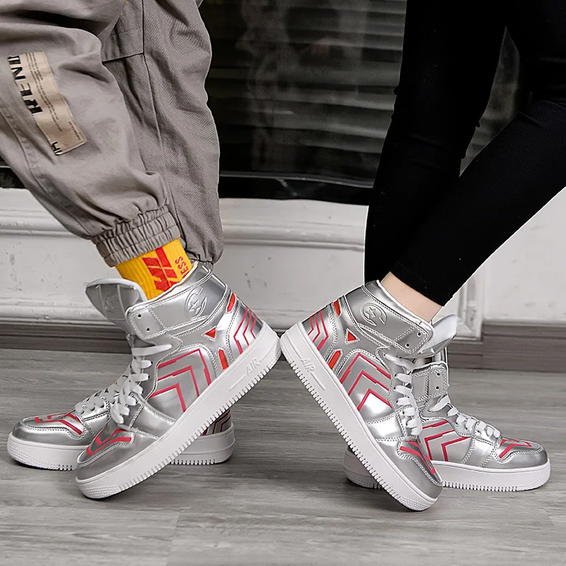 New Design Red High top Men's Sneakers Skateboard Unisex Outdoor Reflective Platform Sports Shoes Trainers Women Zapatillas 2022