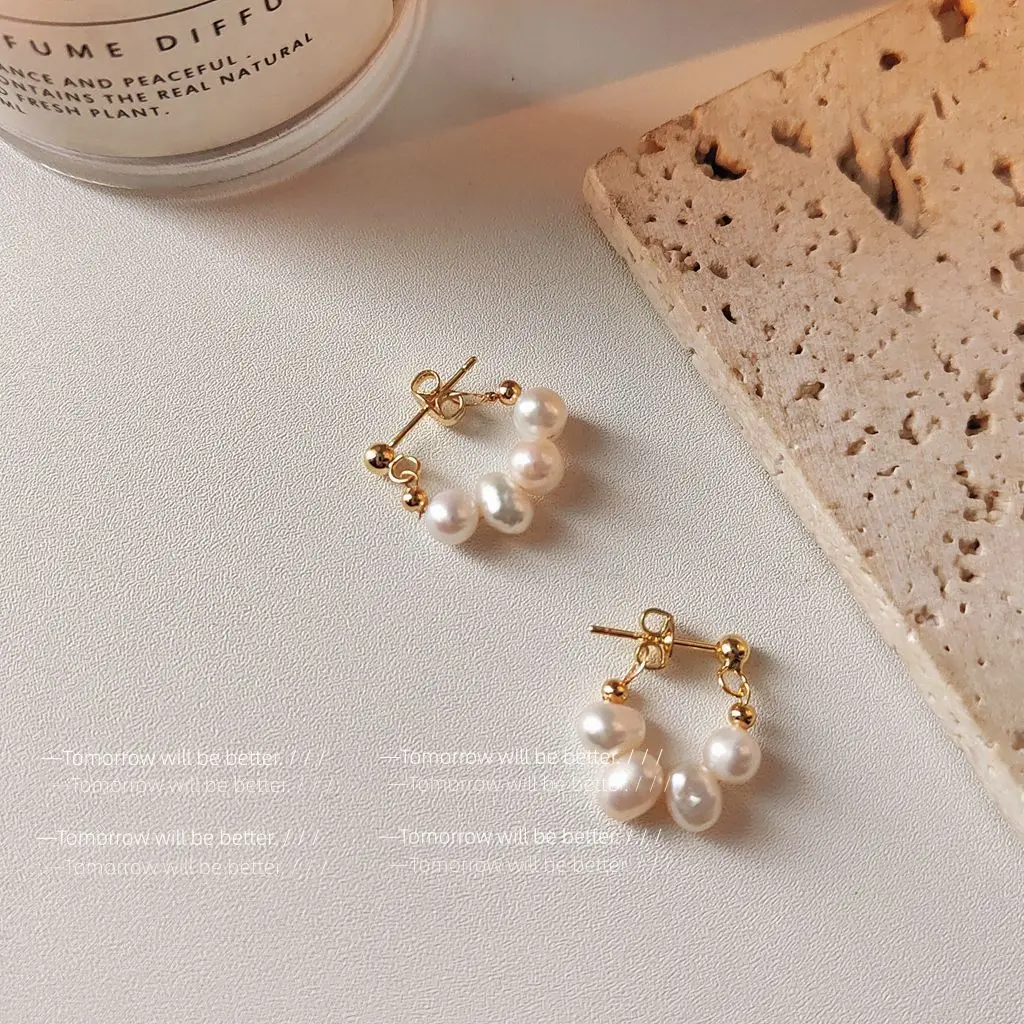 

Baroque Freshwater Pearl ~ Handmade Design Sense 925 Silver Needle Plated 14K Earrings Women's 20 Earrings